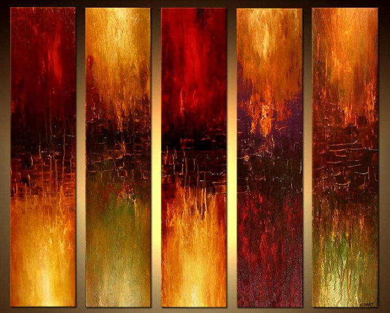 5 panel painting - Abstract 5 panel art painting